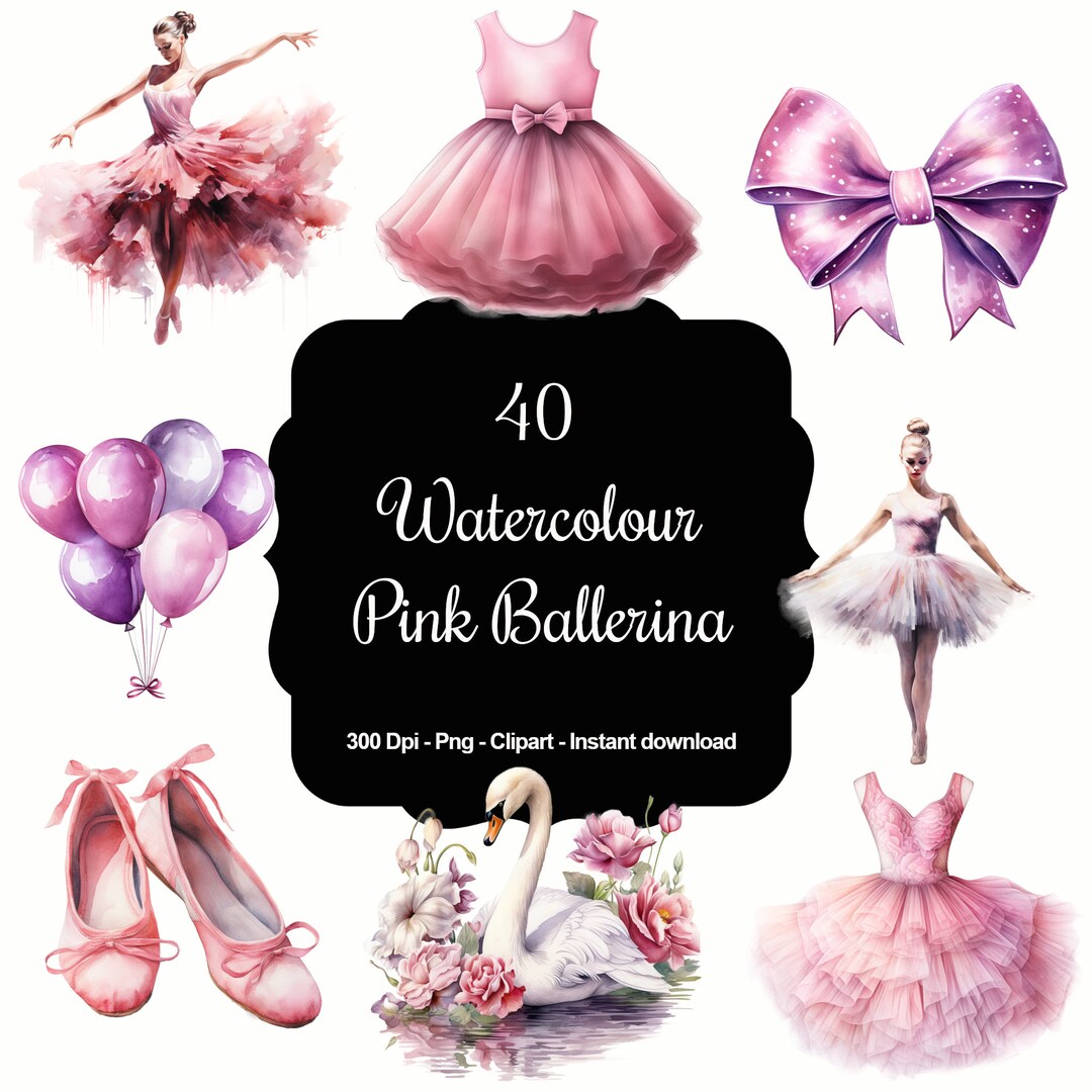 Ballet in Bloom: Watercolor Pink Ballerina Clipart Collection - Etsy