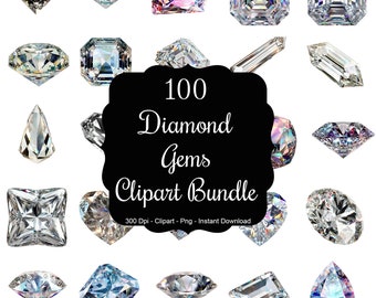 Diamond Radiance: 100 Diamond Crystals Clipart Bundle