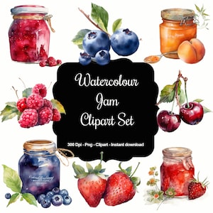 Pastas doces: conjunto de 20 clipart de geléia em aquarela