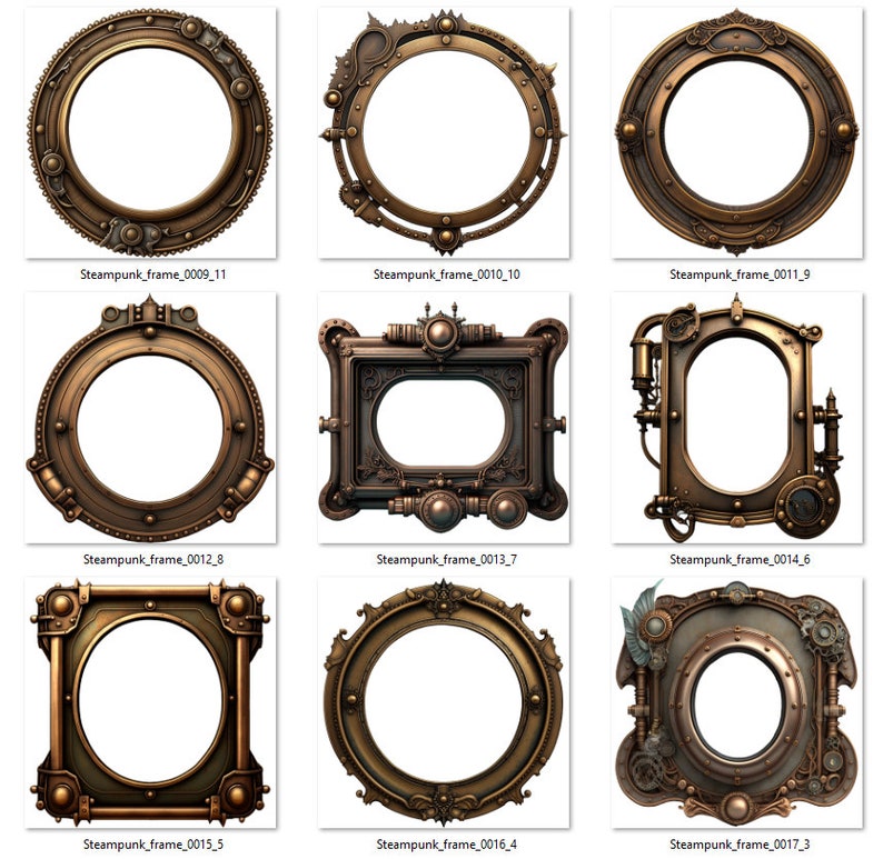 Mechanical Elegance: 20 Steampunk Frame Clipart Set - Etsy