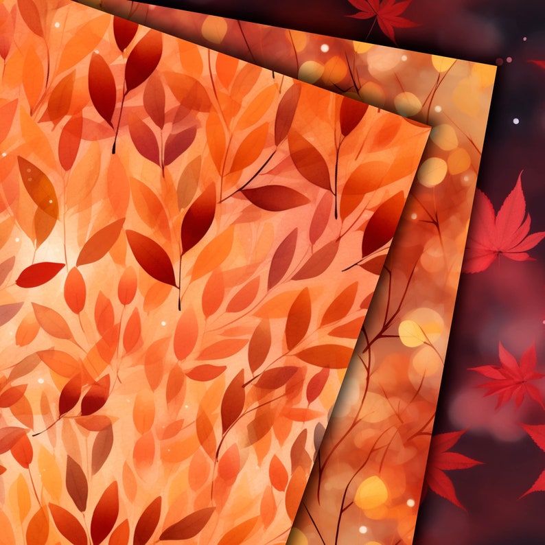 Autumn Glow: 60 Bokeh Leaves Seamless Digital Papers Collection - Etsy