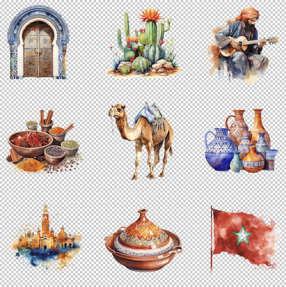 Moroccan Mosaic: 45 Watercolour Images Representing Morocco