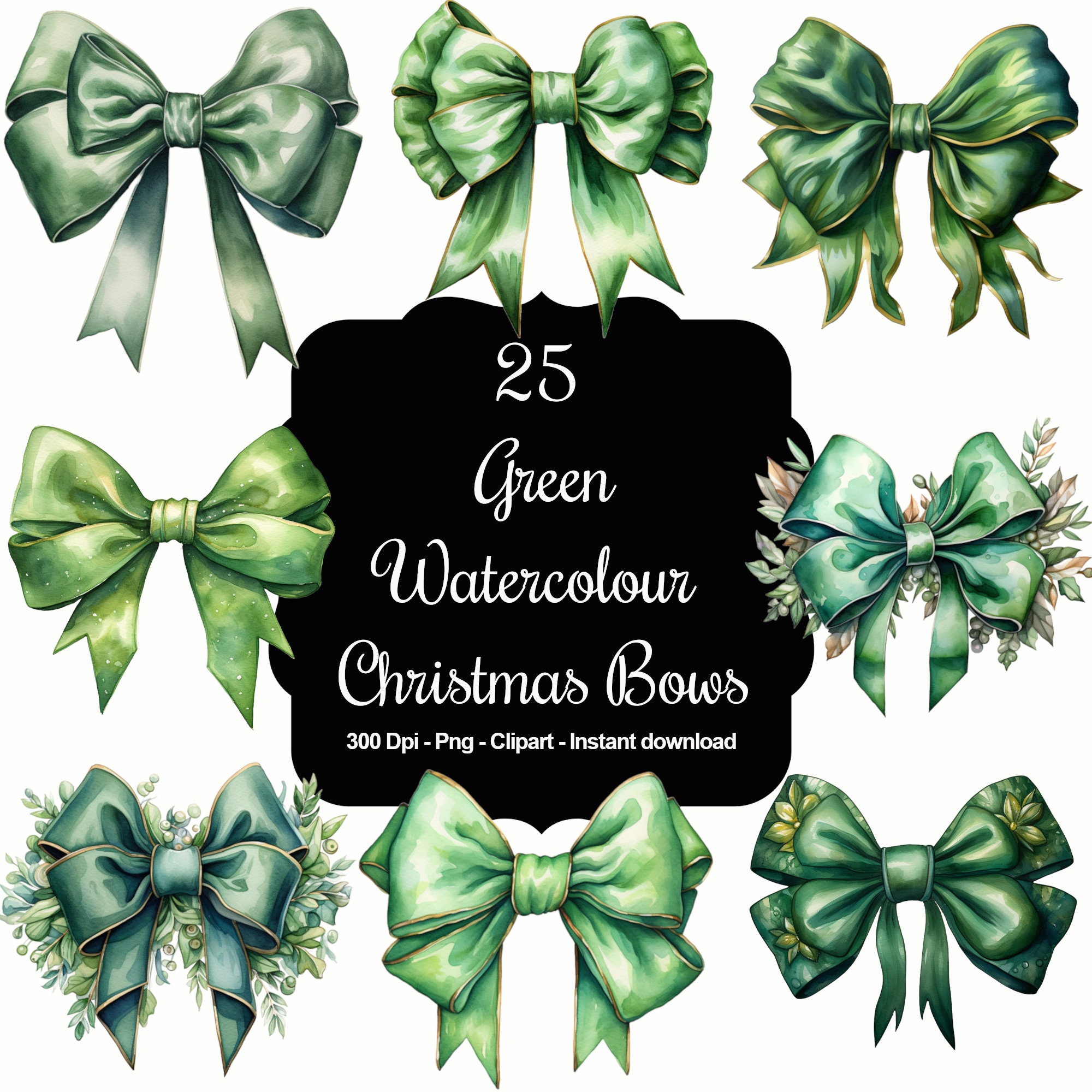 Green Christmas Bow Clip Art
