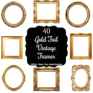 Gilded Grace: 40 Goldfolienrahmen Clipart Set