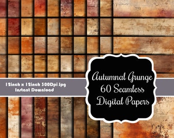 Autumnal Grunge Essence: 60 Seamless Digital Papers Reflecting Fall's Raw Beauty, Halloween Backgrounds