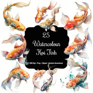 Ruhige Gewässer: 25 Aquarell Koi Fische Clipart Set