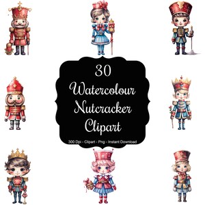 Fantasia de quebra-nozes: conjunto de clipart de 30 quebra-nozes em aquarela para meninos e meninas