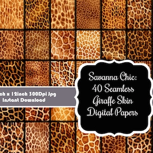 Savanna Chic: set di 40 carte digitali con effetto pelle di giraffa senza soluzione di continuità