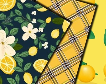 ✴︎Lemon✴︎のページ Zesty Whimsy: 30 Lemon-patterned Digital Papers - Refreshing