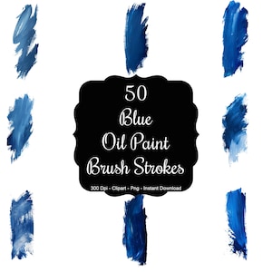 Tratti di azzurro: insieme di clipart di tratti di pennello di pittura a olio blu