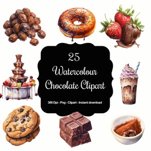 Dekadente Freuden 25 Aquarell Schokolade Verführungen Clipart Sammlung - Perfekt für süße Rezepte, Chocolatiers, und Dessert-Liebhaber!