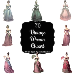 Élégance intemporelle : ensemble de 70 femmes clipart vintage