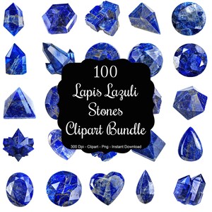 Azzurro mistico: pacchetto clipart con 100 pietre di lapislazzuli