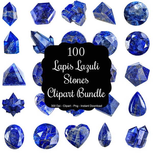 Mystic Azure: 100 Lapis Lazuli Stones Clipart Bundle