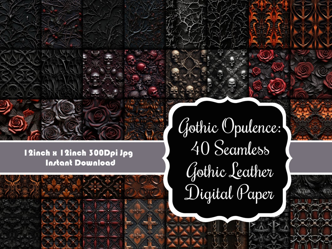 Gothic Opulence: 40 Seamless Gothic Leather Digital Paper Collection - Etsy