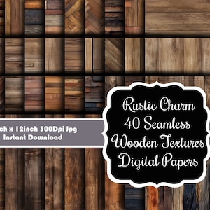 Encanto rústico: 40 texturas de madera sin costuras: auténticos papeles digitales de veta de madera