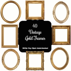 Gilded Legacy: 40 Gold Vintage Antique Frames Clipart Bundle