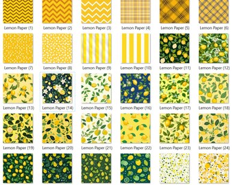 ✴︎Lemon✴︎のページ Zesty Whimsy: 30 Lemon-patterned Digital Papers - Refreshing