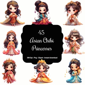 Royal Kawaii: 45 Cute Chibi Asian Princesses Clipart Collection