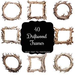Seaside Relics: 40 Treibholz Rahmen Clipart Set