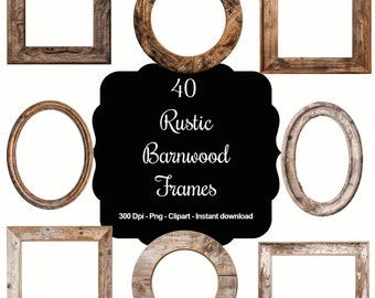 Rustic Reverie: 40 Rustic Barnwood Frames Clipart Set