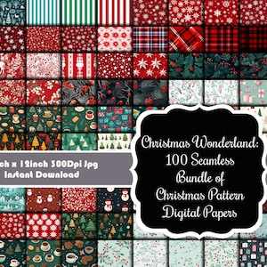 Weihnachtswunderland: 100 nahtlose Bündel Weihnachtsmuster Digitale Papiere Set