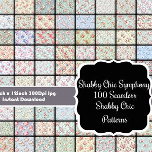 Puede incluir: Una descarga digital de 100 patrones shabby chic sin costuras en una variedad de diseños florales. Cada patrón mide 30,48 cm por 30,48 cm y 300 dpi.