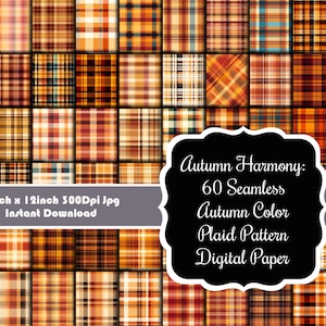 Herbst-Harmonie: 60 nahtlose Herbst-Farben-kariertes Muster-Digital-Papiersammlung