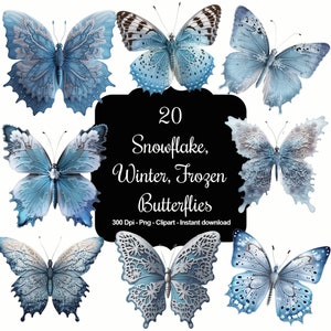 Sussurro de inverno: coleção de 20 clipart de borboletas com tema de floco de neve