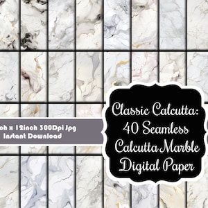 Calcuta clásica: Colección de 40 papeles digitales de mármol de Calcuta sin costuras