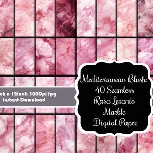 mediterraner Blush: 40 Seamless Rosa Levanto Marble Digital Paper Collection