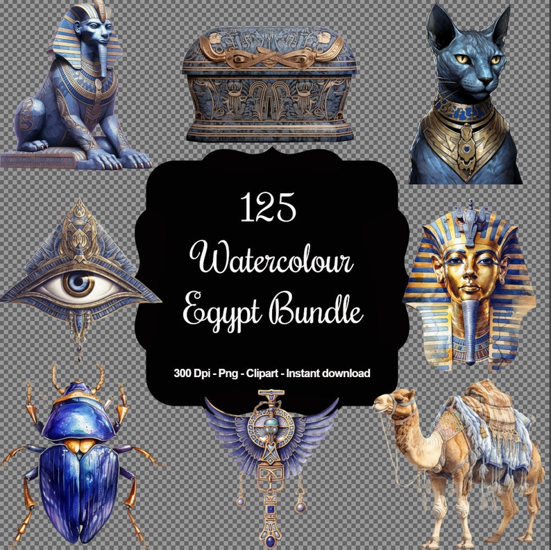 Pharaoh's Palette: 125 Watercolour Ancient Egypt Clipart Mega Bundle - Etsy