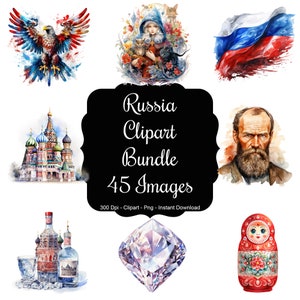 Reverie russa: 45 immagini ad acquerello che rappresentano il set di clipart della Russia
