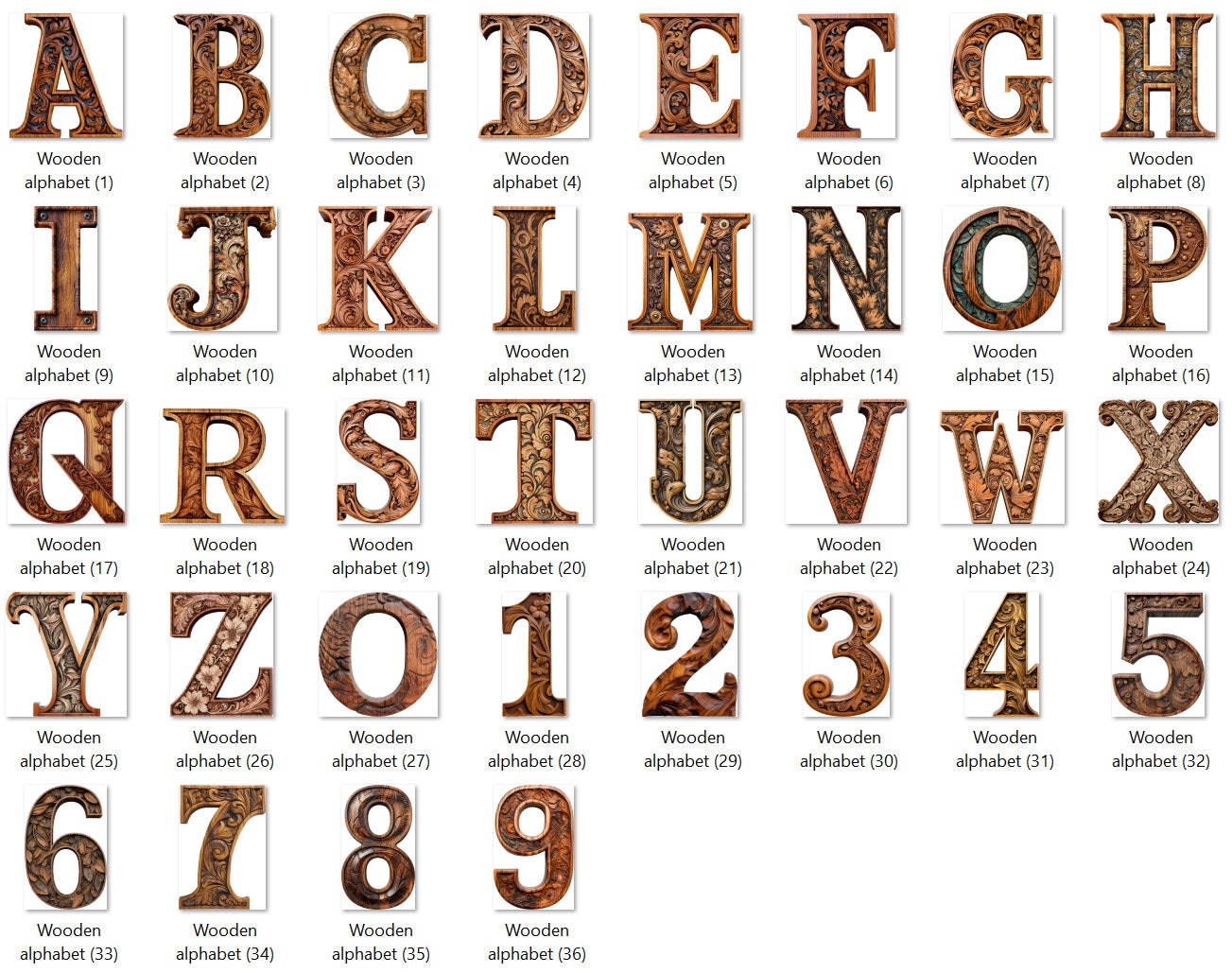 Rustic Woodcraft: Wooden Letters and Numbers Clipart Set - Etsy
