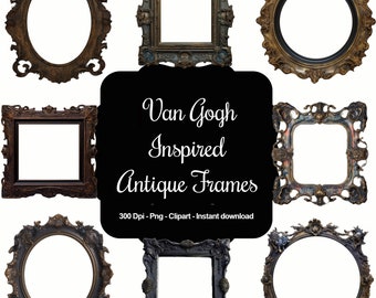 Metallic Muse: 20 Van Gogh Inspired Metallic Picture Frame Clipart Collection