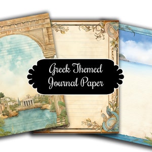 Encantadores diarios digitales de temática griega: sumérgete en el encanto clásico mediterráneo. 50 diseños únicos, descarga instantánea.