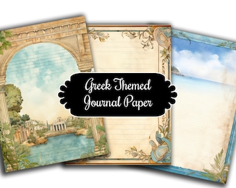 Enchanting Greek Themed Digital Journal Papers - Immerse Your Creations in Classic Mediterranean Charm - 50 Unique Designs, Instant Download