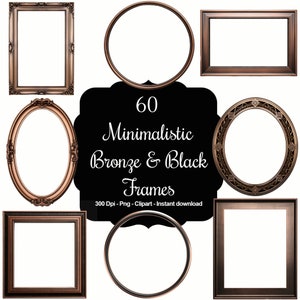 Ebenholz & Legierung: 60 Bronze und Schwarze minimalistische Rahmen Clipart Sammlung