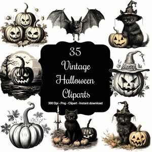 Elegancia inquietante: 35 imágenes prediseñadas de acuarela de Halloween vintage