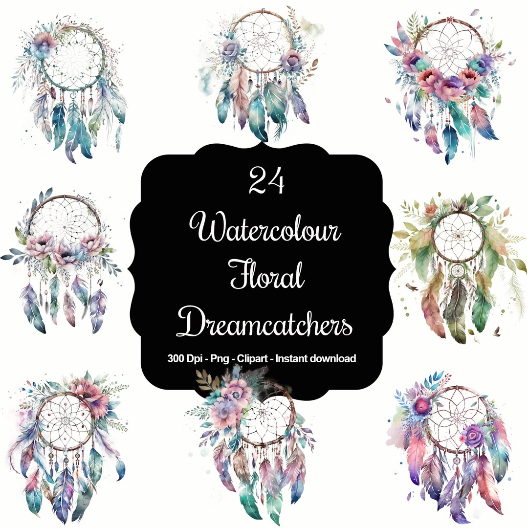 24 Watercolour Dreamcatchers, Nursery Decoration, High Quality Clipart ...