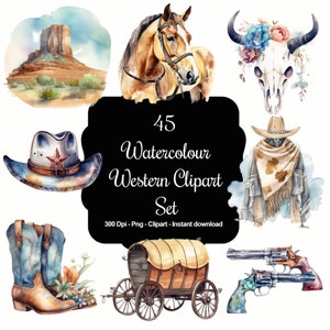 Wilder Westen Whimsy: 45 Aquarell Cowboys Clipart Sammlung