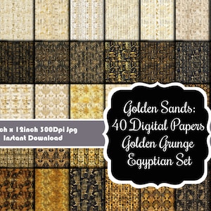 Golden Sands: 40 Nahtlose Digitalen Papiere zum Ägyptisch Golden Grunge Set