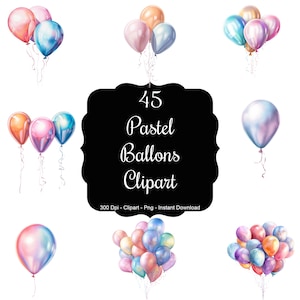Pastelkleurige lucht: 45 pastelkleurige ballonnen clipartset
