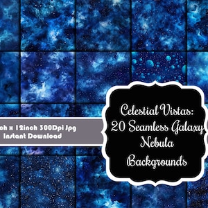 Celestial Vistas: 20 naadloze achtergronden Galaxy Nebula Digital Paper Collection