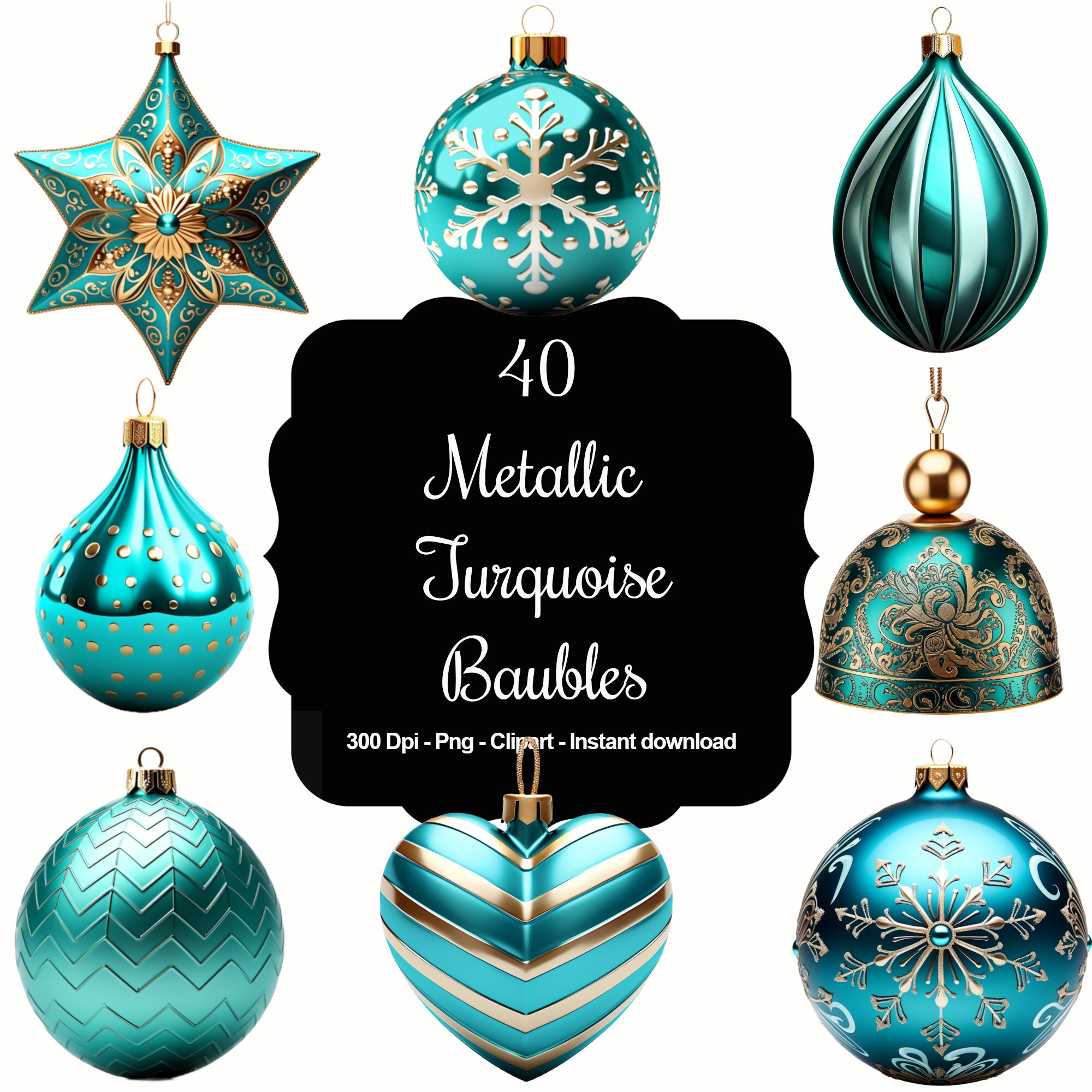 Turquoise christmas baubles Clearance