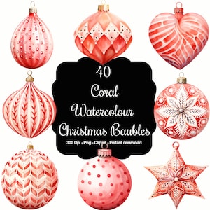 Coral Radiance : 40 boules de corail aquarelles clipart