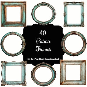 Patina Prestige: Colección de imágenes prediseñadas de 40 marcos de pátina de estilo vintage