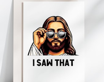 クールなイエス様を覗き見するSVG PNG PDF、イエス様を指差すSVG、I Saw That SVG、I Saw That Jesus、面白いキリスト教SVG、面白いミーム、即時ダウンロード