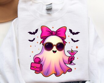 Neon Pink Boo Halloween Png, Cute Halloween Boo Bow Png, Neon Halloween PNG, Boo Ghost Shirt Png, Cute Boo Halloween Sublimation Design