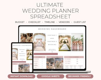 Digital Wedding Planner Wedding Budget Tracker Wedding Timeline Spreadsheet Wedding Guest List Wedding Gift Planning Checklist Google Sheets
